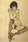 Egon Schiele Seated Female Nude,Elbows Resting on Right Knee (mk12) oil painting artist